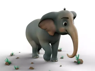 Cartoon Elephant - MAYA Rigged and Blender Rigged Low-poly 3D model