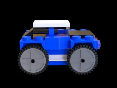 Lego car with assembling animation Free low-poly 3D model