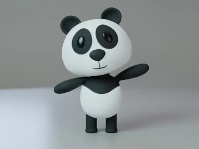 Cute Panda Character  Low-poly 3D model