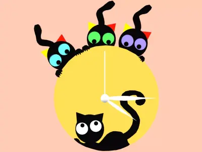 STYLIZED CARTOON CAT WALL CLOCK Free low-poly 3D model