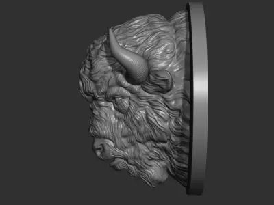Bison angry head 3D print model
