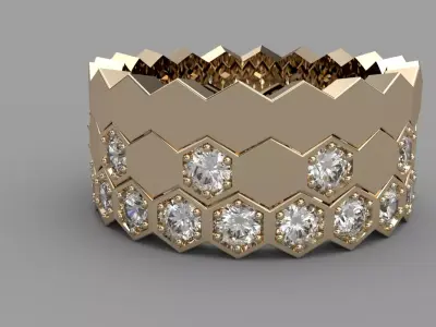 Hexagon Honeycomb strackable Rings 3D model