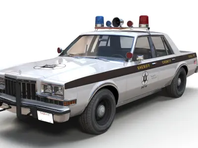 Dodge Diplomat sheriff car Low-poly 3D model