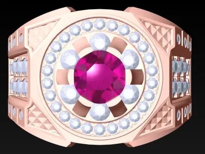 Diamond Rings - Mens Ring - N2436 3D print model