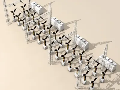 Electrical substation elements 3D model