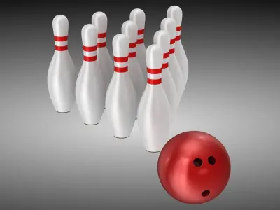 Bowling Ball and Pins Low-poly 3D model