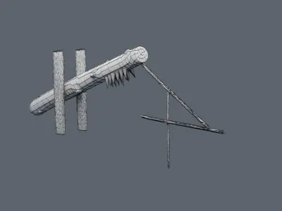 Low-Poly Trap tree branch with two sticks Low-poly 3D model