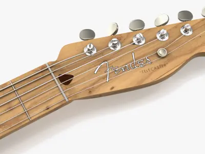 Fender yellow wooden Telecaster electric guitar da1 3D model