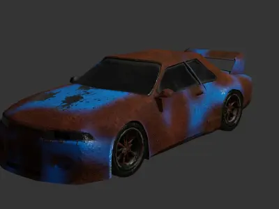 Car wrecked Low-poly 3D model