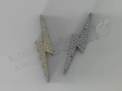 High luxury thunder with gems pendant in 3d model 3D print model