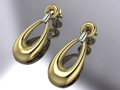 Elegant Earrings Jewelry Gold Brand 3D print model