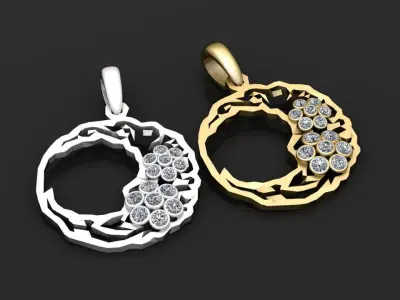 Geometric ring pendant 3D printable model  3D print model