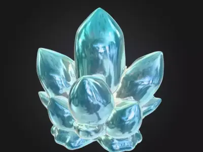 Aqua Lotus Crystal Low-poly 3D model