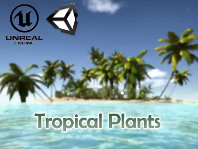  Tropical Plants For Game Engines UE4 asset and Unity3d asset ST Low-poly 3D model