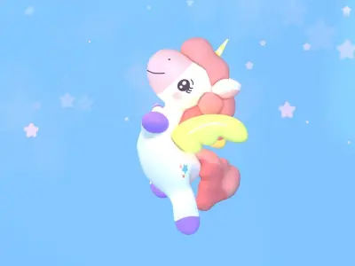 Stylized Unicorn  Pony 3d Model Rigged Low-poly 3D model