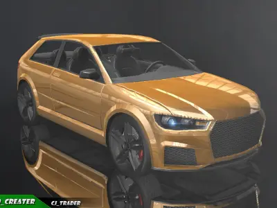 Lowpoly Volkswagen Golf Concept Car 3D Model Low-poly 3D model