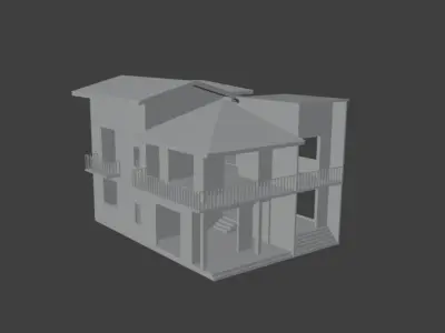 Residential House Low-poly 3D model