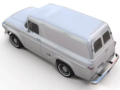 50s American panelvan truck  Low-poly 3D model