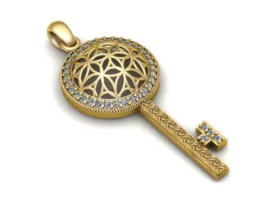 Fashion Diamond key pendant 3D printable model 3D print model