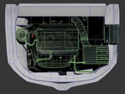 Skoda Octavia Engine Low-poly 3D model