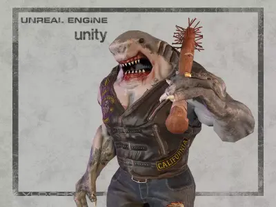 SharkBiker unreal engine unity Low-poly 3D model