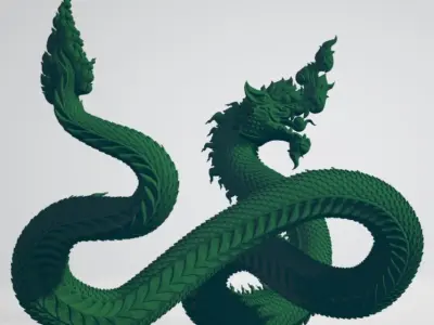 Phayanakh serpent Naga animals in Thai literature 3D print model