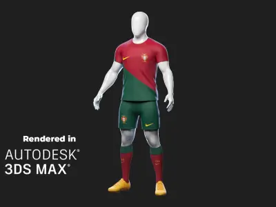 Portuguese Team Football Jersey full outfit Low-poly 3D model