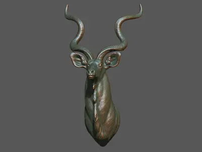 Greater Kudu Antelope bust 3D print model