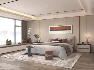 Modern Bedroom Scene 43 3D model