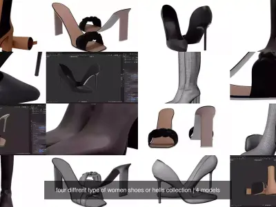 four diffrent type of women shoes or hells collection