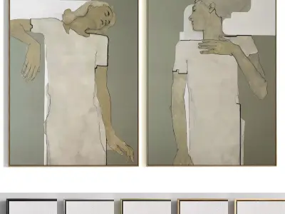 Plaster Two Photo Frame 216 Low-poly 3D model