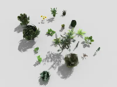 low poly foliage pack Low-poly 3D model