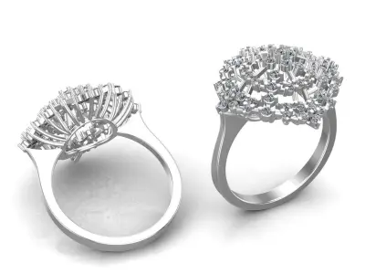 Unique Gold Diamonds Ring 3D print model get