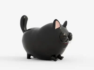 Animated Black Cat Low-poly 3D model