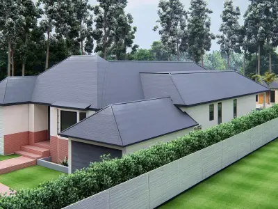 American Style House Exterior 3D Mode Classic Residential Home 3D model