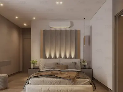 Cozy Master Bedroom with bathroom  interior scene 3D model 03 3D model