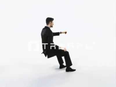 Posture 20B Driver Driving Sitting Elegant Business Man Low-poly 3D model