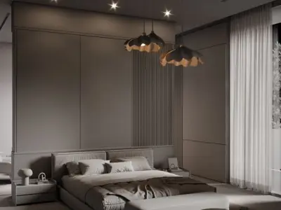luxury modern bedroom 3D model