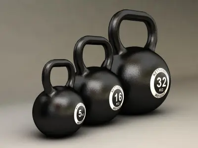 Kettlebell three kettle weights 3D model