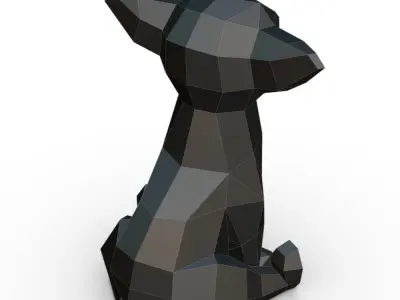 Chihuahua low poly polygonal sculpture of dog 3D print model