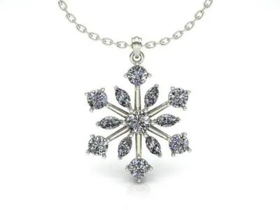 Diamond snowflake pendant 3D print model