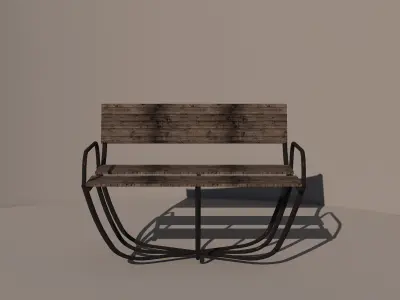 Curved Garden Bench  Free low-poly 3D model