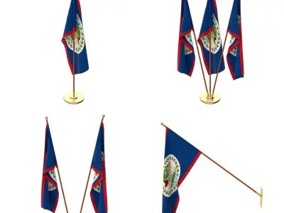 Belize Flag Pack 3D model