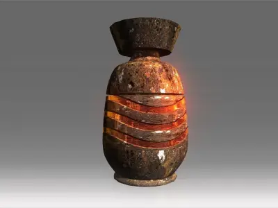 Ancient Reflection digged line pot Low-poly 3D model