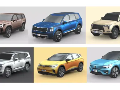 Low-Poly Car Pack 025 - Family SUV Pack