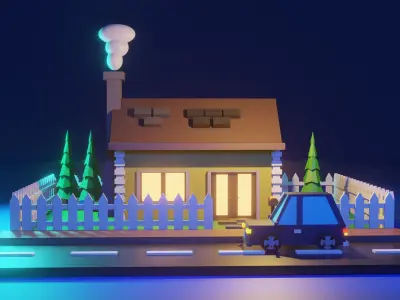 3D Villa Cartoon Model Low-poly 3D model