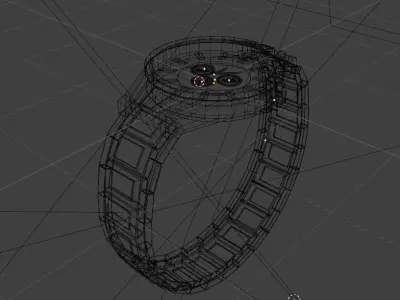 Detailed stainless steel watch Low-poly 3D model