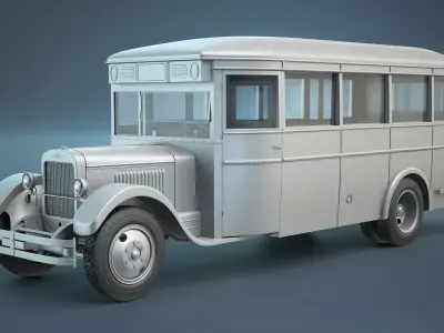 ZIS-8 Bus High-Poly 3D model