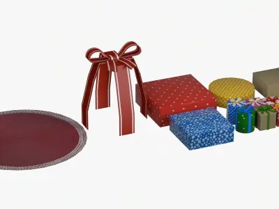 Stylized Christmas Gift Pack Modular Holiday Props Low-poly 3D model