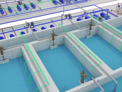 Water Waste and Sewage Treatment Plant system 05 3D model